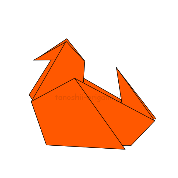 折り紙の鴨(かも)完成