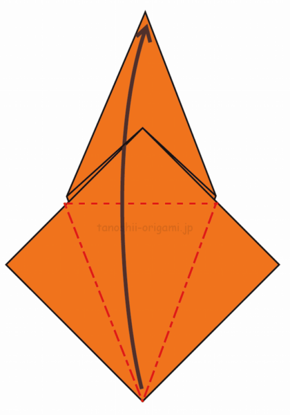 11.反対側も折り線をつけ、上に開いて折る-5