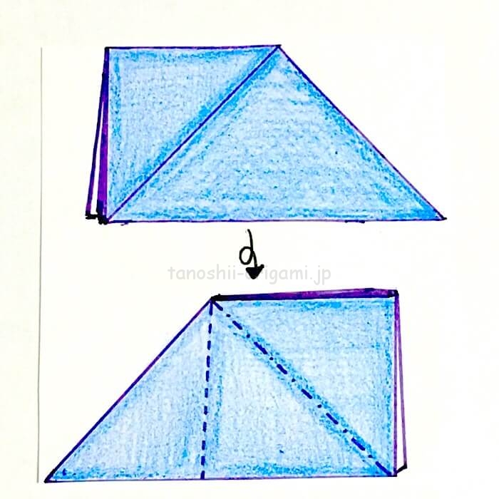 6.折り紙をひっくり返して反対側も同じように折る