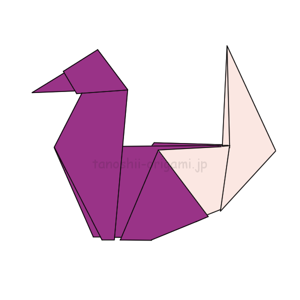 折り紙の水鳥の完成