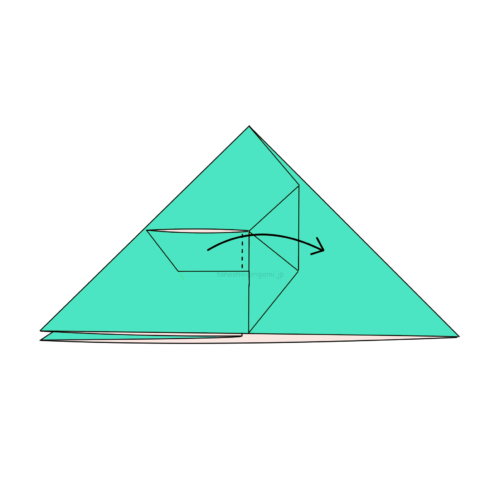 10.折り線に合わせて開いてつぶすように折る-2
