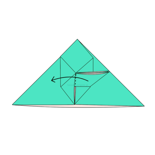 13.折り線に合わせて開いてつぶすように折る-2