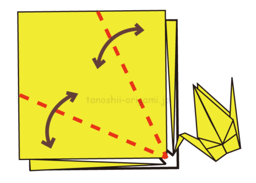 5.斜めに折り線をつけるときれいに折れる