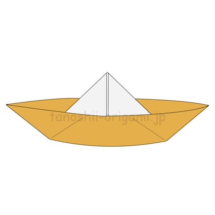 11.折り紙の荷物船(にもつぶね)の完成