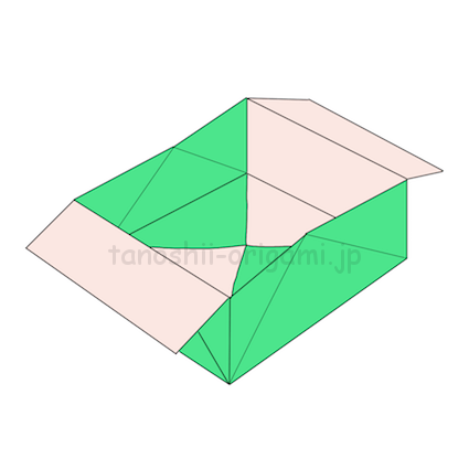 23.広げたら折り紙の箱の出来上がり