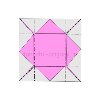 7.折り線に合わせて立ち上がるように折る (2)