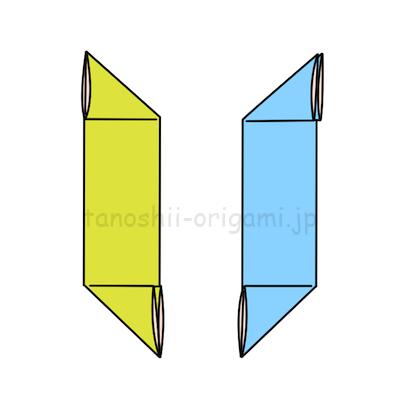 5-2.同じ形ではなく、左右対称に折ります。