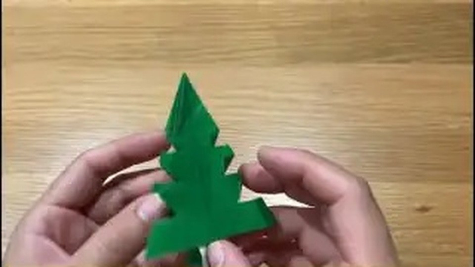 ぎざぎざの枝が段になって並んだ、緑の平たい木の形